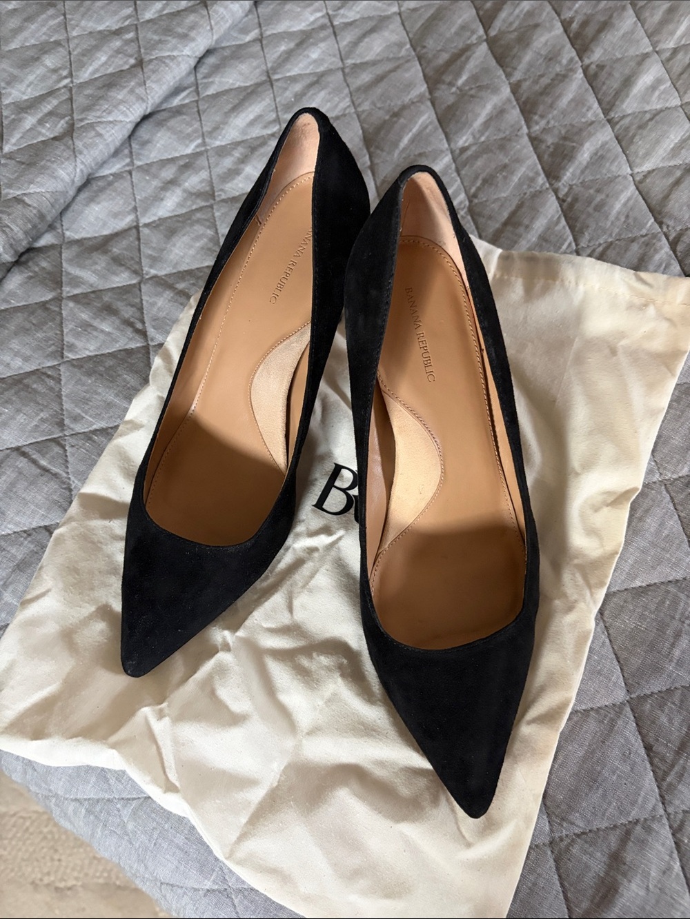 Banana Republic Black Suede Pointed-Toe Pumps